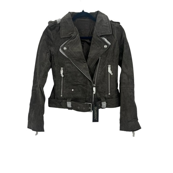 BLANKNYC Leather / Suede French Grey Moto Leather Jacket Women's Size S NWT - Picture 4 of 11